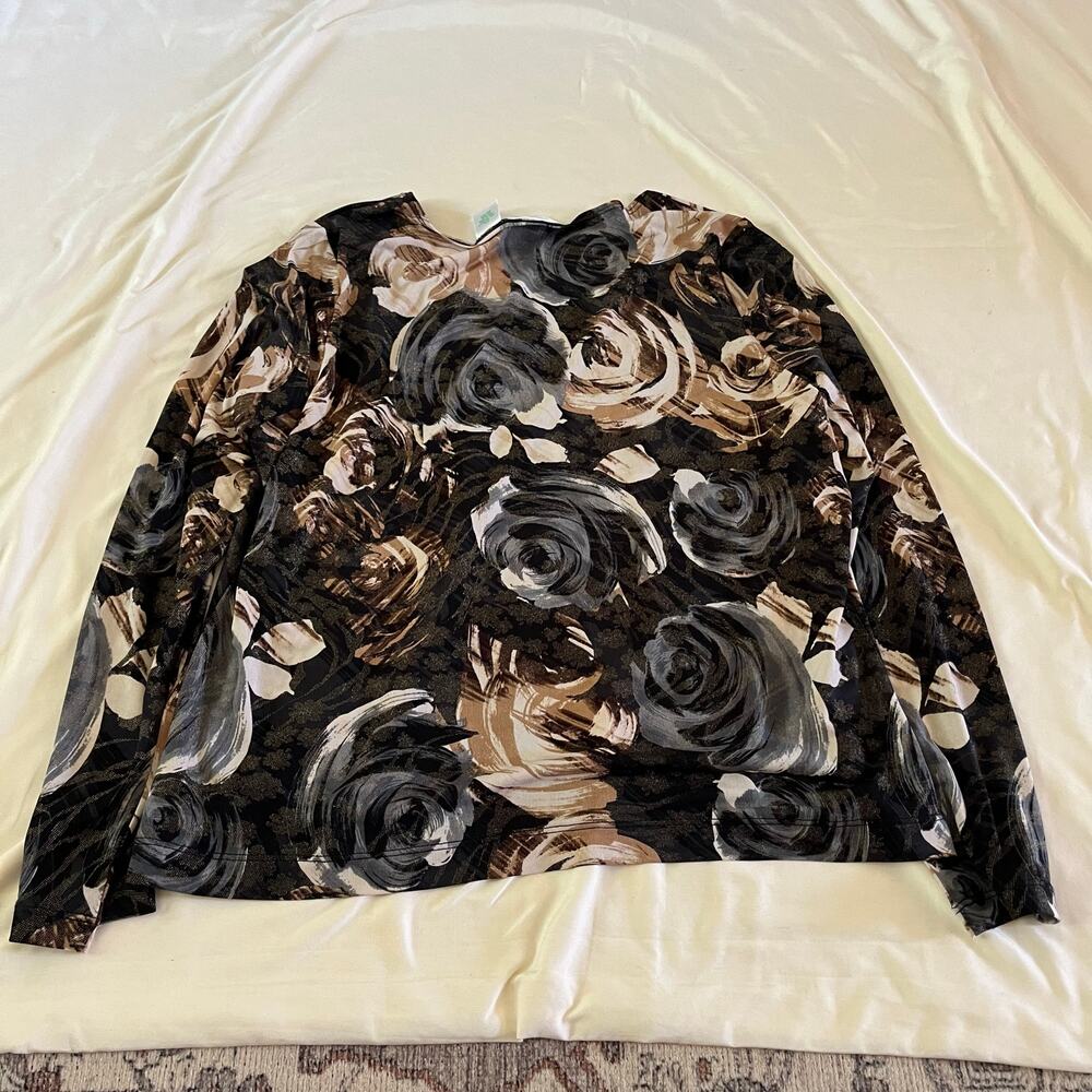 Dark Floral Square Neck Top Sz M Petite Gold Whimsygoth Fairy Grunge Y2K 2000s - Picture 5 of 7
